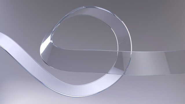 Beautiful twisting glass shape on gray background