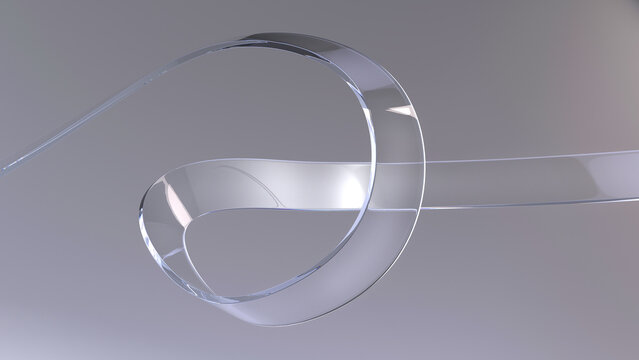 Simple beautiful twisting glass shape on gray background