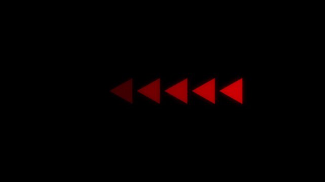 Rewind arrow button icon on transparent background, rewind button animation suitable for video editing, media playback,4k
