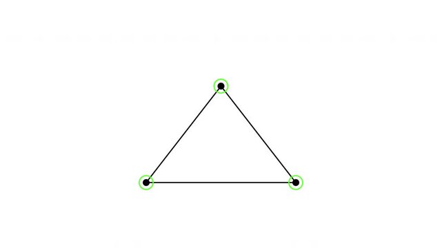 Abstract animation of three points connecting to form an equilateral triangle with a smooth, dynamic motion.