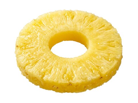 Golden pineapple ring slice isolated on white background tropical fruit for healthy eating