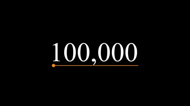 Animated infinity symbol showing gradual increase of numbers reaching 100000 on black background.