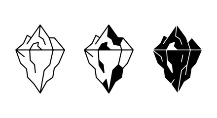 Minimalist Iceberg Icons, Arctic Glacier Vector Set, Cold Climate Symbols, Frozen Landscape Graphics © Tuhin
