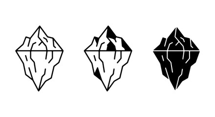 Iceberg Icons Set, Arctic Glacier Symbols, Frozen Mountain Shapes, Cold Climate Vector Graphics © Monir