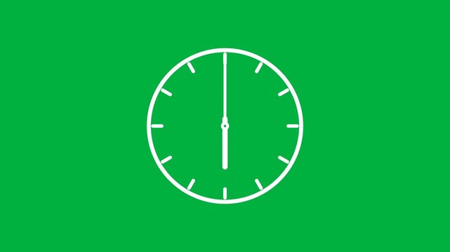 Clock timelapse fast forward green screen loop, 4K minimal time passing ticking animation