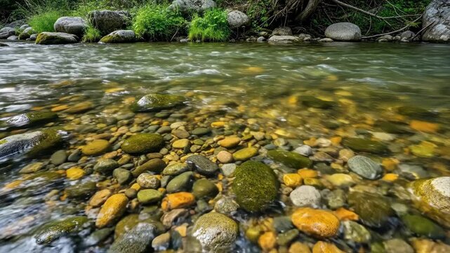 Clear Water Flowing Over River Stones