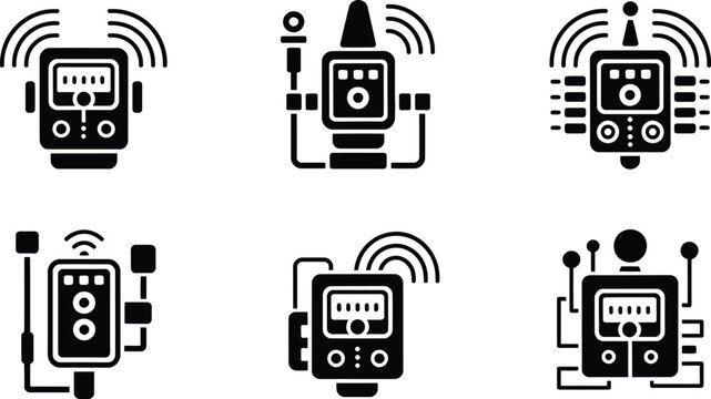 Smart Meter and Wireless Sensor Icon Set Vector