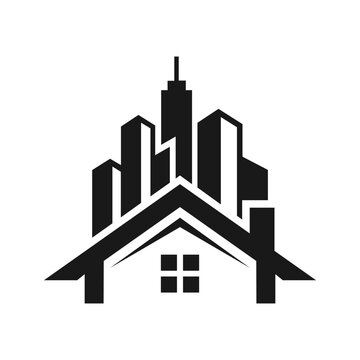 Real Estate House and City Skyline Logo Vector