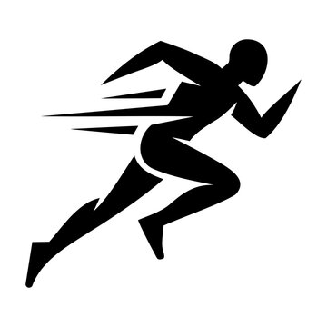 Fast Running Athlete Silhouette Vector Icon