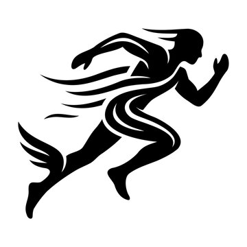 Dynamic Female Runner Silhouette Vector Icon