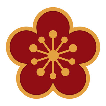 Traditional Chinese Red Plum Blossom Vector Illustration