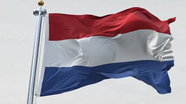 Waving flag of the netherlands, dutch national flag with three horizontal stripes of red, white and blue
