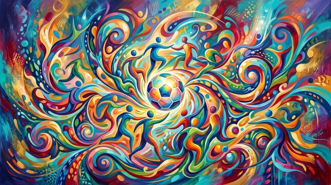 Abstract football players in motion. Colorful soccer unity illustration.