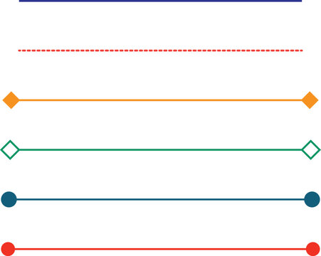 Set of colorful line dividers. Decorative borders for graphic design.