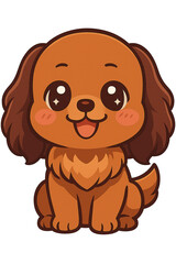Obraz premium Adorable happy brown puppy dog character sitting isolated on white background