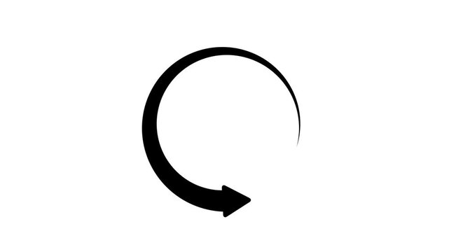 Animated rotating circular arrow for loading process update and refresh cycle motion graphics on white background,with 4k video animation.