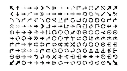 Fototapeta premium Collection of various black arrow icons