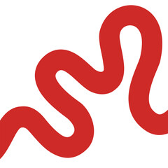 Fototapeta premium Red squiggly wavy line abstract shape or symbol, vector illustration