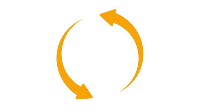 Dark circular arrows icon showing a refresh or loading process on a white background,with 4k video animation.