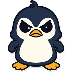 Fototapeta premium Aggressive penguin cartoon character showing an angry scowl