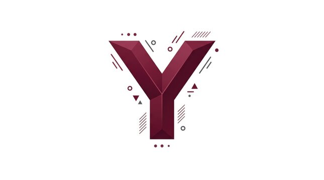 Minimalist red letter Y icon on white background. Bold typography symbol for branding and design projects. Vector-style graphic for logos and corpo...