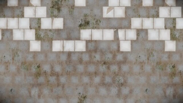 Abstract pattern background, distressed grunge texture with earthy tones and off-white tiles, an infinite loop motion graphic