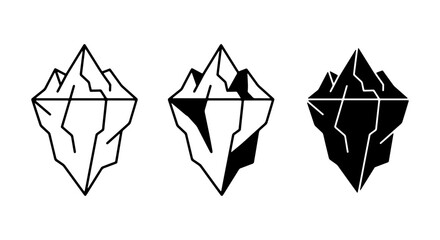 Iceberg Icons Set, Arctic Glacier Vector Graphics, Cold Climate Symbols, Frozen Water Shapes, Winter Landscape Elements © Mirza