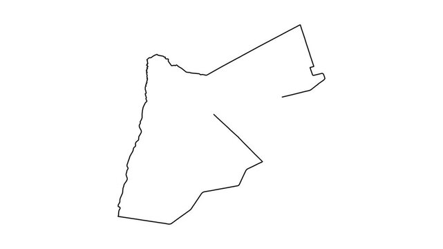 Animated outline of Jordan map drawing progress motion graphic on white background.