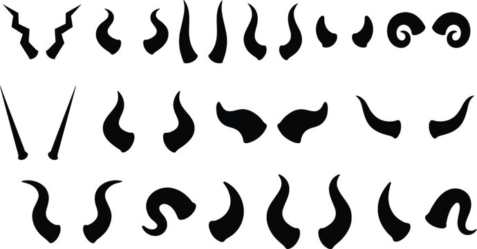 Black silhouette mustache and beard shapes for graphic design or Halloween costumes