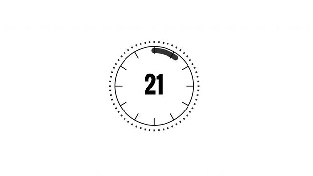 Circular reverse countdown timer animation counting down from 25 seconds to zero. Suitable for event preparation, video transitions, broadcasts, presentations, and digital timer graphics.