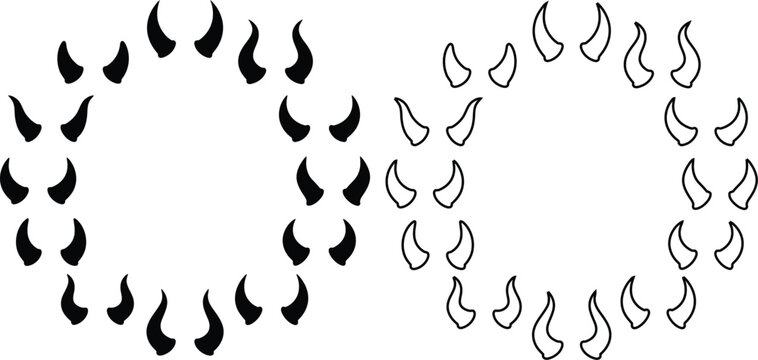 Black and white cartoon devil horns forming a circle