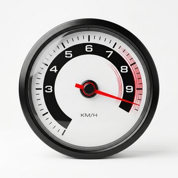 Speedometer gauge showing high speed. Vehicle speed meter