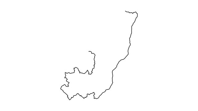 Animated outline of republic of the congo map appears on white background motion graphic.