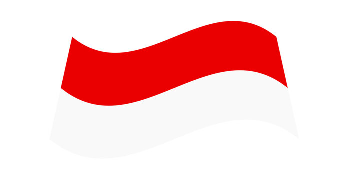 Waving Indonesia Flag Icon on Transparent Background. National Symbol Vector Illustration
