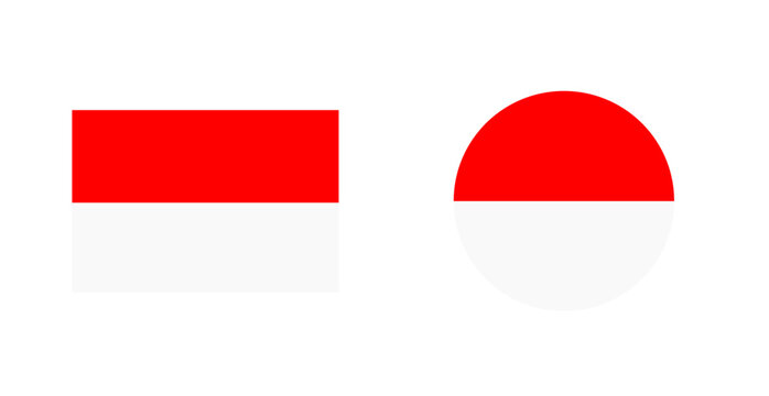Indonesia Flag Icon Set on Transparent Background. National Country Symbol. Vector Illustration