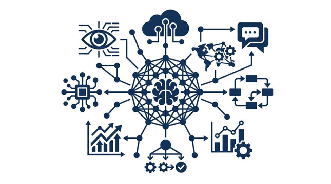 Abstract representation of artificial intelligence and machine learning concepts.
