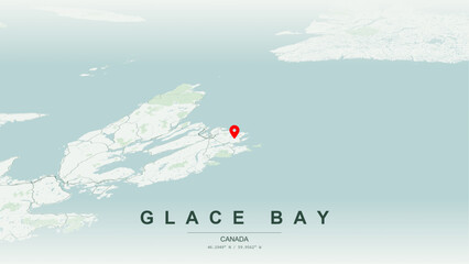 Modern minimalist vector map of Glace Bay, Nova Scotia. High-quality scalable illustration of Glace Bay geographic boundaries within the Cape Breton Regional Municipality for posters design. © AliRza