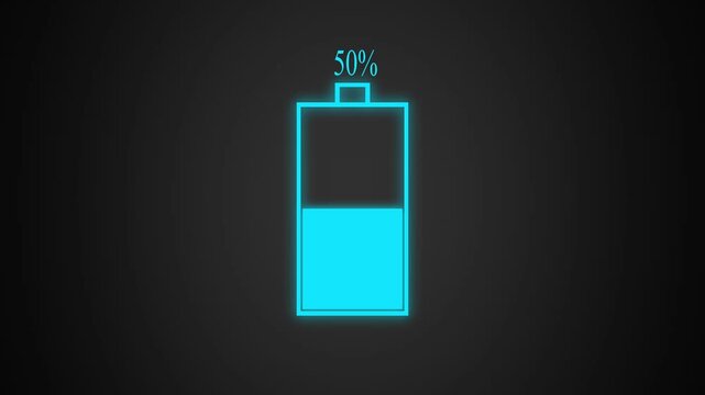 The Fast battery charging icon animation video power full battery on transparent Background. Battery charging animation from 0 to 100% . 4k