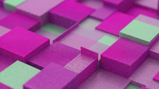 Abstract 3d background with purple and green geometric blocks