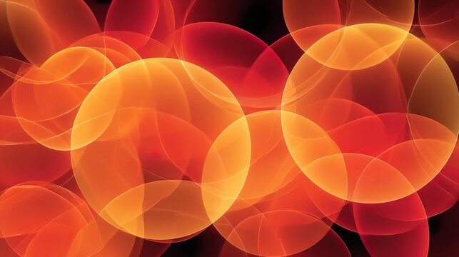 Warm orange circles glow softly against a dark background.