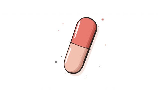 Medical Capsule Pill Floating Hand Drawn Animated Illustration Loop