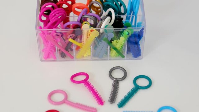 Orthodontic ligatures for braces colorful elastic bands used in modern dental treatment