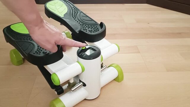Top down perspective of mini stepper revealing pedal surface texture and grip pattern, emphasizing anti-slip design for secure footing.