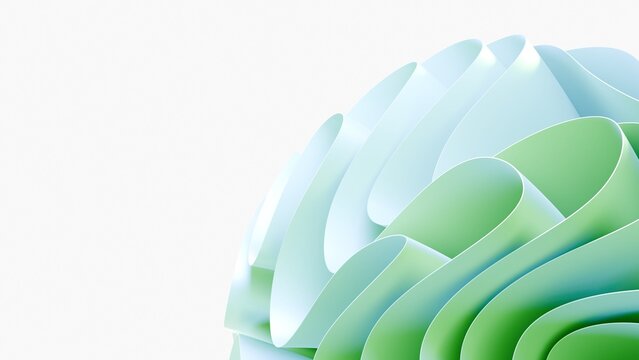 Abstract Green Blue 3D Layered Curves Organic Geometry Minimal Technology Background