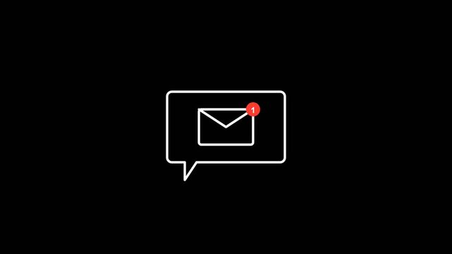 Luma matte unread email message notification mask, white chat bubble mail icon alpha overlay