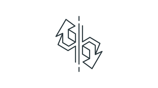 Symmetrical Arrows Reflecting Opposite Directions, Concept of Choice and Direction