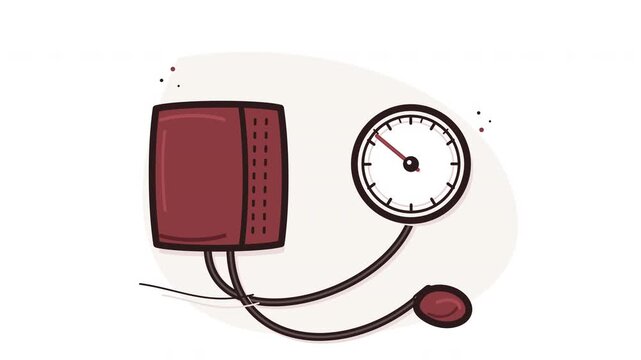 Sphygmomanometer Blood Pressure Monitor Hand Drawn Animated Loop