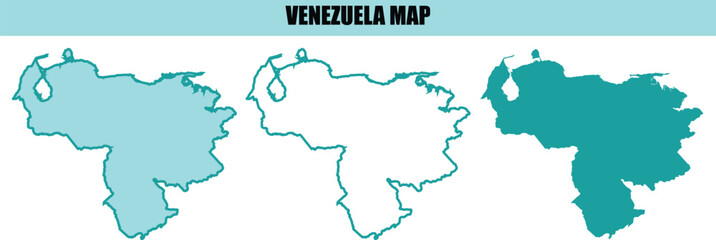 Fototapeta premium Venezuela map outline on transparent background, vector country silhouette, clean simple shape.