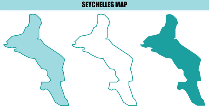 Seychelles map silhouette vector illustration in three different styles isolated on background.
