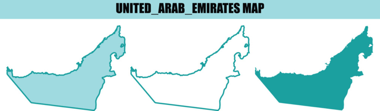 United arab emirates map vector illustration with two different styles and colors.